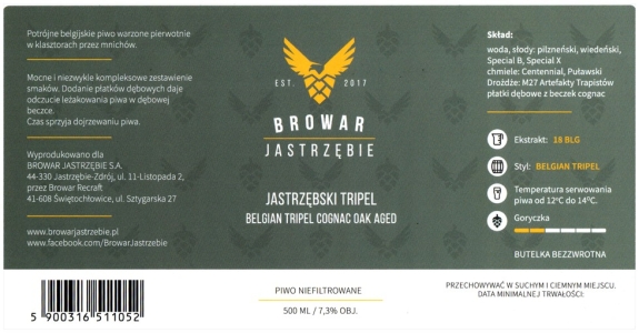 Browar Jastrzębie: Jastrzębski Tripel Belgian Tripel Cognac Oak Aged