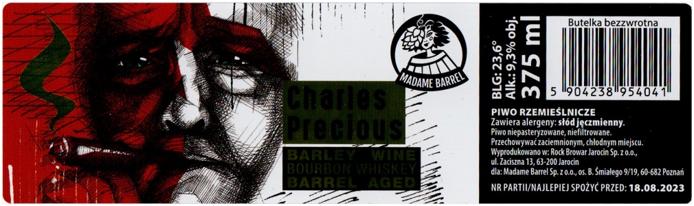Browar Madame Barrel: Charles Precious - Barley Wine Bourbon Whiskey Barrel Aged