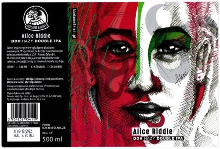 Browar Madame Barrel (2022): Alice Riddle - DDH Hazy Double India Pale Ale