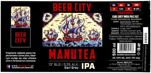 Browar Browar Beer City (2018): Manutea, Earl Grey India Pale Ale
