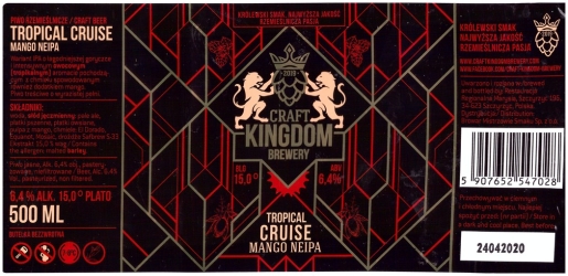 Craft Kingdom Brewery (2020): Tropical Cruise Mango New England India Pale Ale