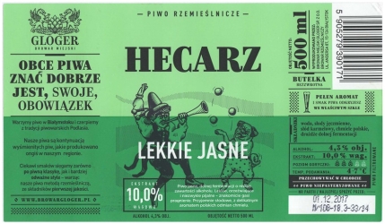 Browar Gloger (2017): Hecarz, Lekkie Jasne