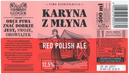 Browar Gloger (2017): Karyna z Młyna, Red Polish Ale