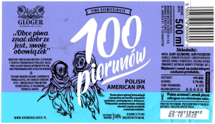 Browar Gloger (2022): 100 Piorunów  - Polish American India Pale Ale