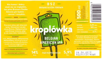 Browar Gloger BSZ (2018): Kroplówka, Belgian American India Pale Ale