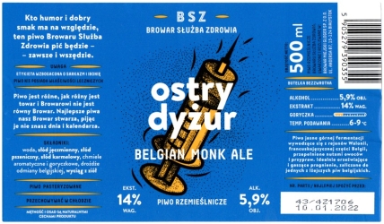 Browar Gloger (2022): Ostry Dyżur - Belgian Monk Ale
