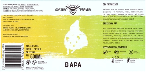 Browar Gorzka Prawda (2018): GAPA, Gruszkowa American Pale Ale