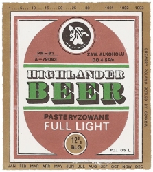 Browar Grybów: Highlander - Beer Full Light