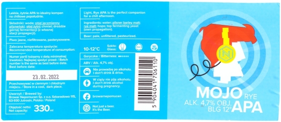 Browar Nepomucen (2021): Moyo - Rye American Pale Ale, 330 ml