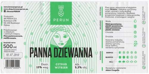 Browar Perun (2018): Panna Dziewanna - Citrus Witbier