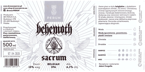 Browar Perun (2019): Behemoth - Sacrum Belgian India Pale Ale