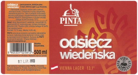 Browar Pinta (2012): Odsiecz Wiedeńska, Vienna Lager