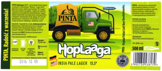 Browar Pinta (2016): Hoplaaga, India Pale Lager