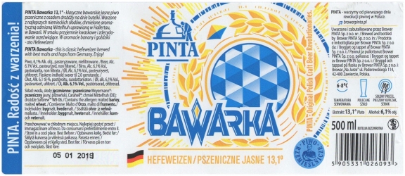 Browar Pinta (2018) Bawarka, Hefeweizen / Pszeniczne Jasne