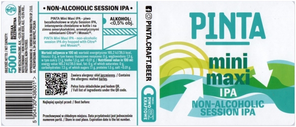 Browar Pinta (2021): Mini Maxi IPA Non Alcoholic Session India Pale Ale
