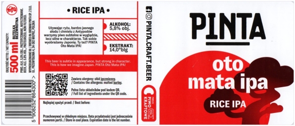 Browar Pinta (2021): Oto Mata Ipa - Rice India Pale Ale