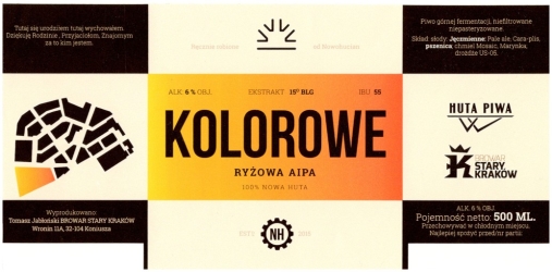 Browar Stary Krakow (2016): Kolorowe, Ryżowa American India Pale Ale