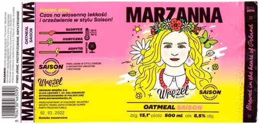 Browar Wrężel (2021): Marzanna, Oatmeal Saison