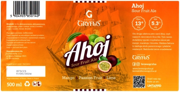 Gryfus 2023 09 Ahoj Sour Fruit Ale