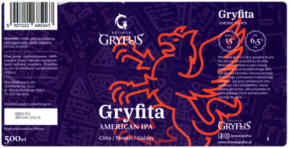 Gryfus 2023 09 Gryfita American India Pale Ale