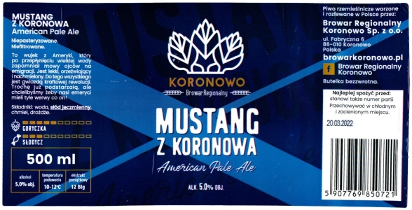 Browar Koronowo (2021): Mustang z Koronowa - American Pale Ale
