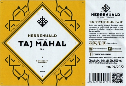 Browar Herrenwald (2022): Sun on Taj Mahal - India Pale Ale
