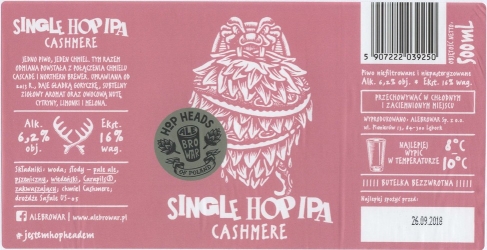 Alebrowar (2018): Single Hop India Pale Ale - Cashmere