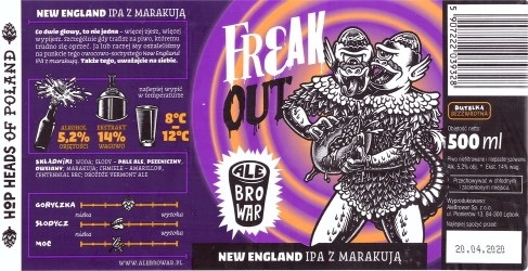 Alebrowar (2020): Freak Out - New England India Pale Ale z Markują