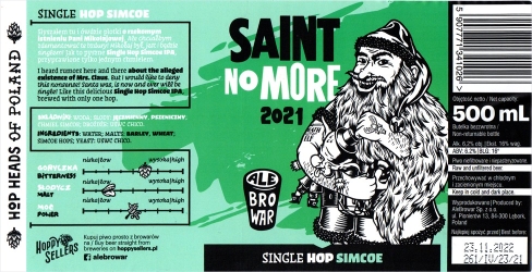 Browar AleBrowar (2022): Saint No More 2021 - Single Hop Simcoe