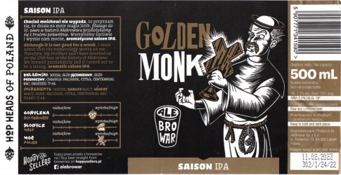 Browar Alebrowar 2022 12 Golden Monk Saison India Pale Ale