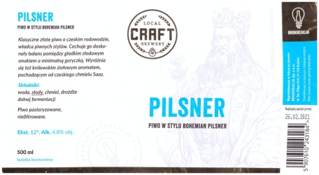 Browar Brokreacja (2020): Pilsner Bohemian, Pilsner