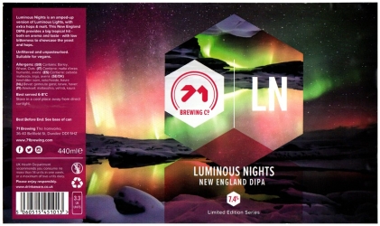 71 Brewing (2021): Luminous Nights, New England Double India Pale Ale