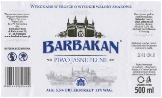 Browar Barbakan Beer (2017): Barbakan, Piwo Jasne Pełne