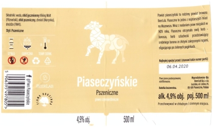 Browar Beerlab (2019): Piaseczyńskie - Pszeniczne