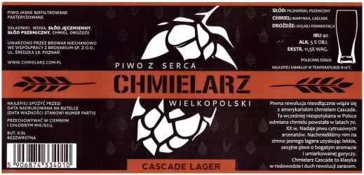 Browar Chmielarz (2018): Cascade Lager