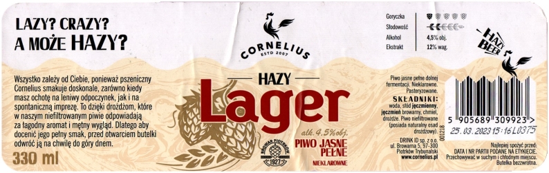 Browar Cornelius (2022): Hazy Lager