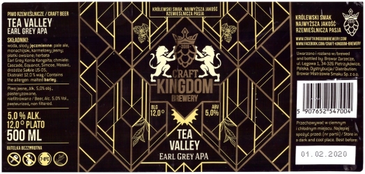 Craft Kingdom Brewery (2019): Tea Valley, Earl Grey American Pale Ale