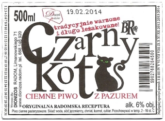 Browar Dionizos (2013): Czarny Kot Piwo Ciemne