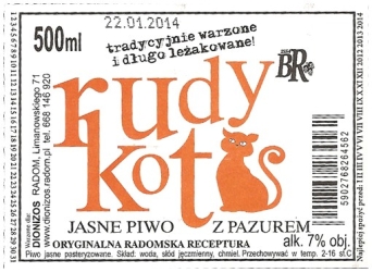 Browar Dionizos (2013): Rudy Kot Piwo Jasne
