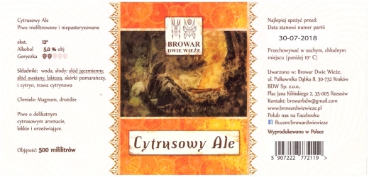 Browar Dwie Wieże (2018): Cytrusowy Ale