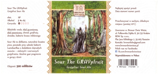 Browar Dwie Wieże (2018): Sour The GRAYpfruit, Grejpfrut Sour Ale