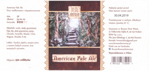 Browar Dwie Wieże (2019): American Pale Ale