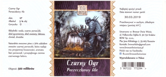 Browar Dwie Wieże (2019): Czarny Ogr, Porzeczkowy Ale