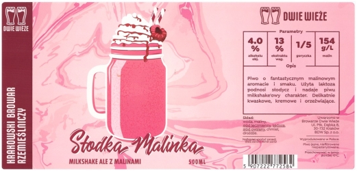 Browar Dwie Wieże (2020): Słodka Malinka, Milkshake Ale z malinami