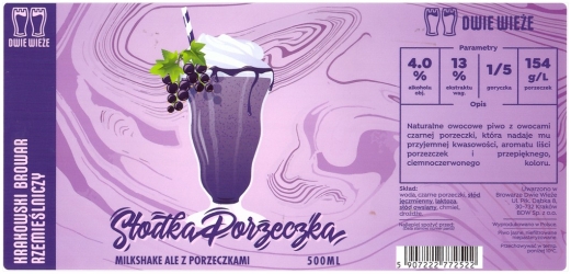 Browar Dwie Wieże (2020): Słodka Porzeczka, Milkshake Ale z porzeczkami