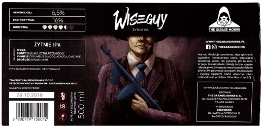 Browar Garage Monks: Wiseguy Żytnie IPA (2018)