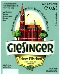 Browar Giesinger: Giesinger Feines Pilschen - Bier Pilsener Brauart