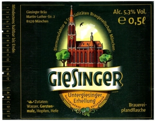 Browar Giesinger: Giesinger Untergiesinger Erhellung - Naturtreubes Kellerbier