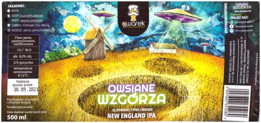 Browar Gwarek (2020): Owsiane Wzgórza - New England India Pale Ale