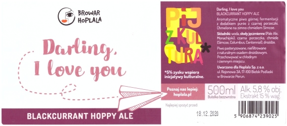 Browar Hoplala (2020): Darling I Love You, Blackcurrant Hoppy Ale